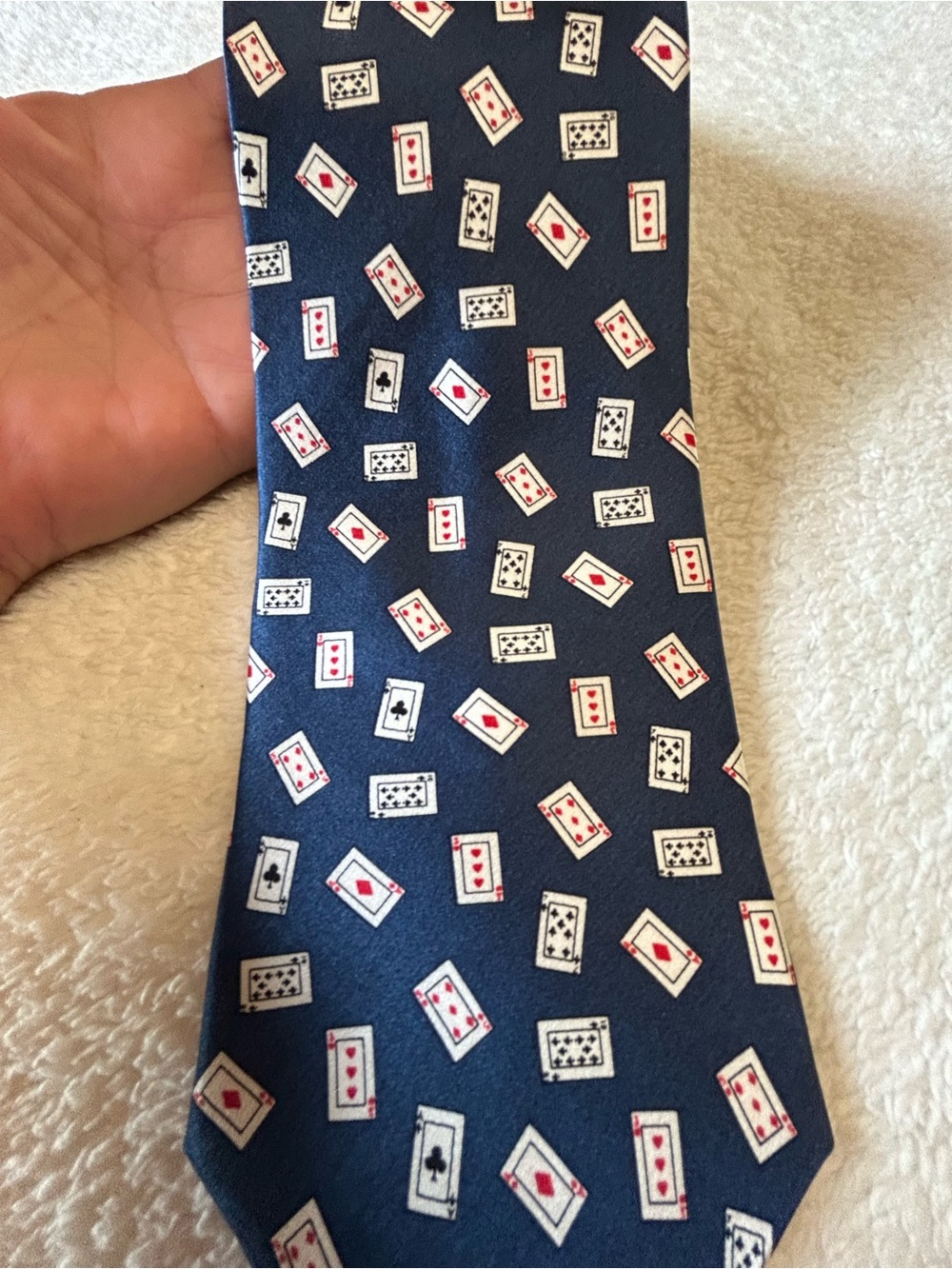 🎁3 for $30 - Classic Navy Playing Cards Necktie